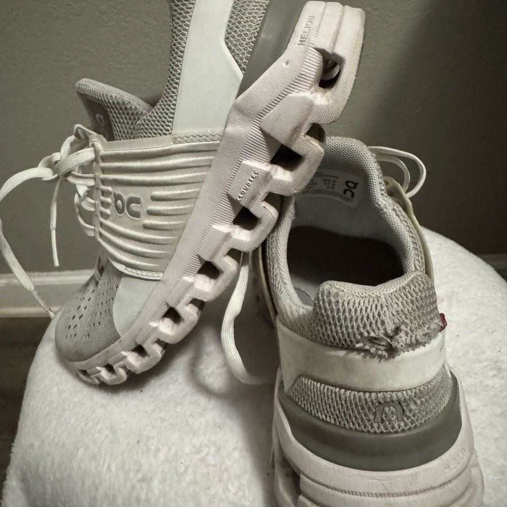 Gray and White Sneakers with Wave Sole and Midfoot Support